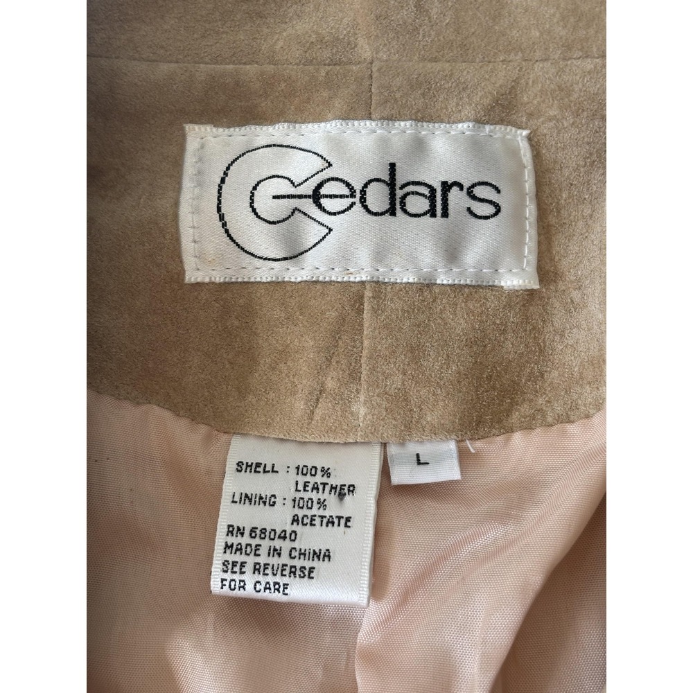 Cedars Jacket Womens Large Tan Suede Leather Fringe Western Concho Buttons Boho - Picture 5 of 7